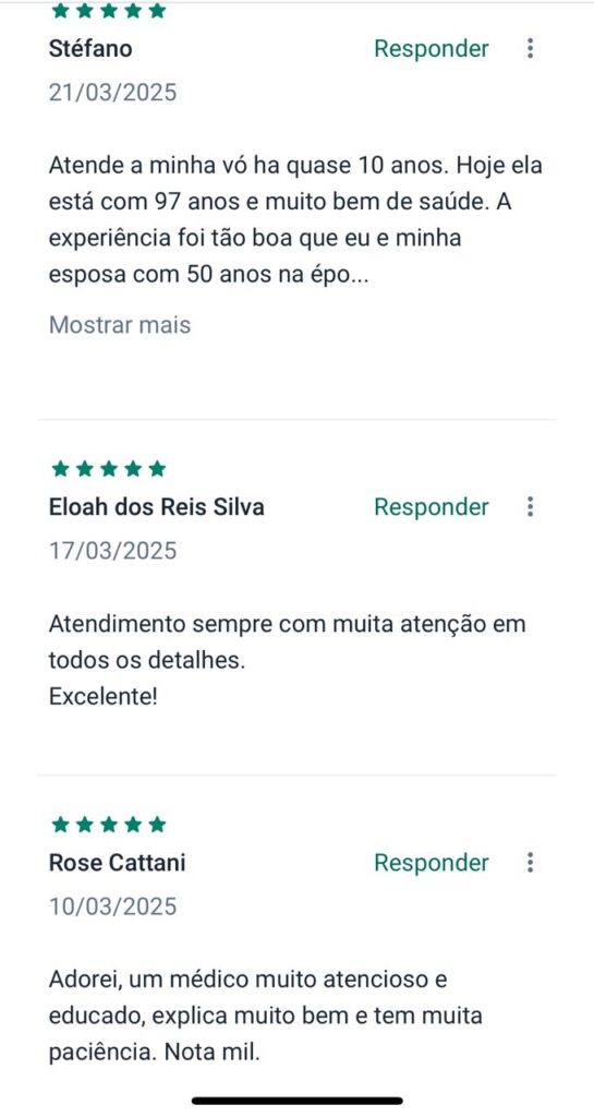 avaliações de pacientes